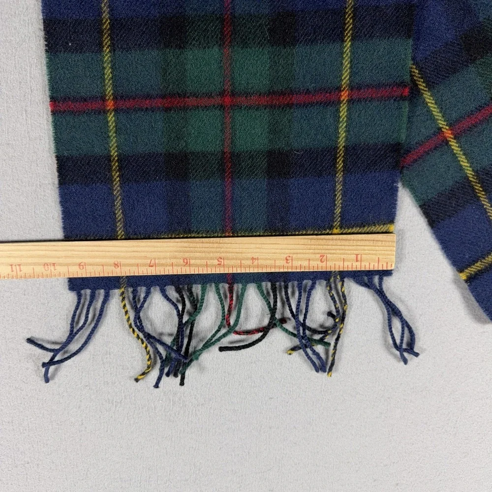 Lochcarron Of Scotland Scarf Mens One Size Blue Plaid Lambswool Fringe Winter